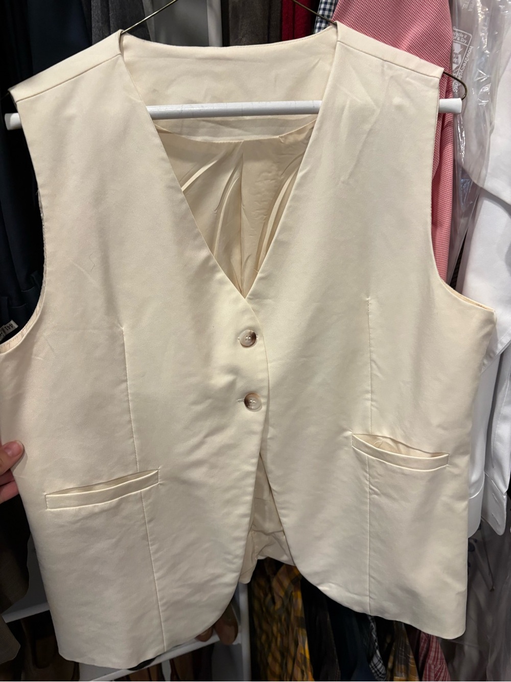 Amazon Cream V-Neck Button Front Vest